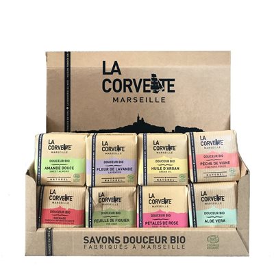 PRÉSENTOIR À SAVONS DOUCEUR BIO 8X4X100G