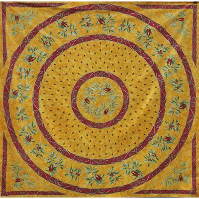 NAPPE CARRONDE COTON PLACÉE CIGALE JAUNE ET ROUGE 70X70